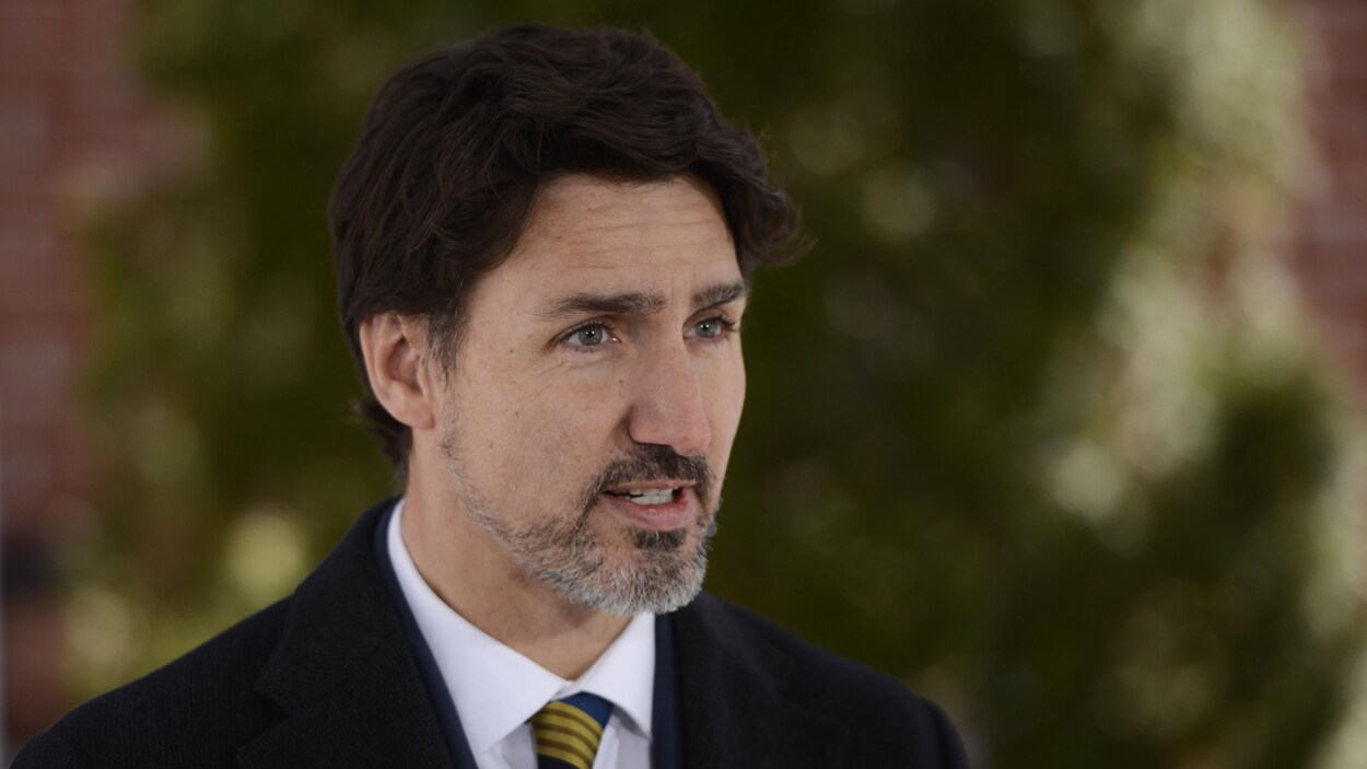 Le premier ministre Justin Trudeau durant un point de presse.