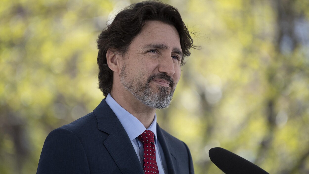Justin Trudeau lors de son point de presse quotidien à sa résidence officielle de Rideau Cottage.