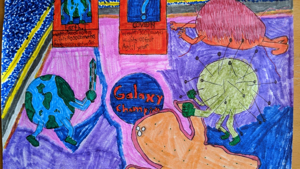 Dessin d'enfant au crayon feutre.
