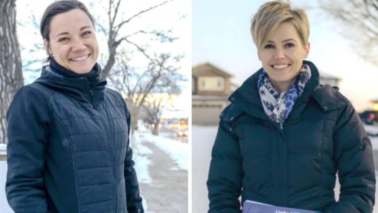 À gauche, Shannon Phillips et à droite Karri Flatla, toutes deux en manteau d'hiver.