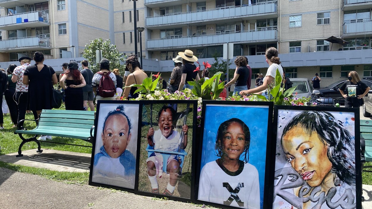 Des portraits d'une femme dans un parc