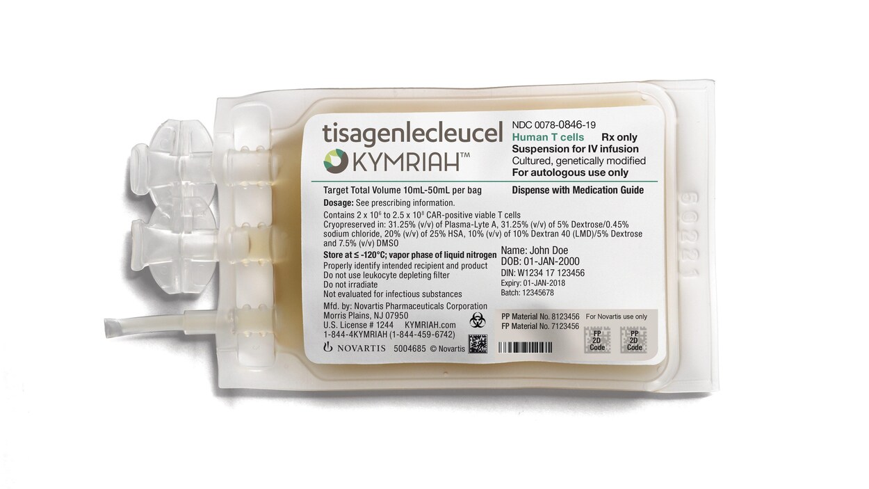 Le traitement, le Kymriah, est développé par un chercheur de l'université de Pennsylvanie et breveté par les laboratoires Novartis pour traiter la leucémie lymphoblastique aiguë.
