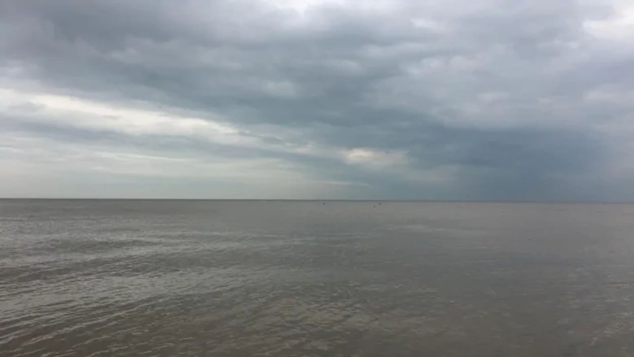 Photo d'une grande étendue d'eau sous un ciel gris.