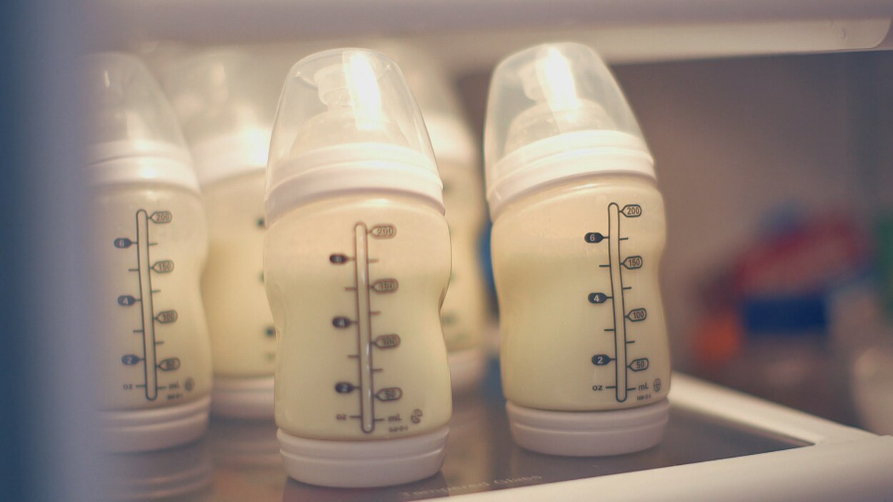 Des biberons remplis de lait maternel Des biberons remplis de lait maternel