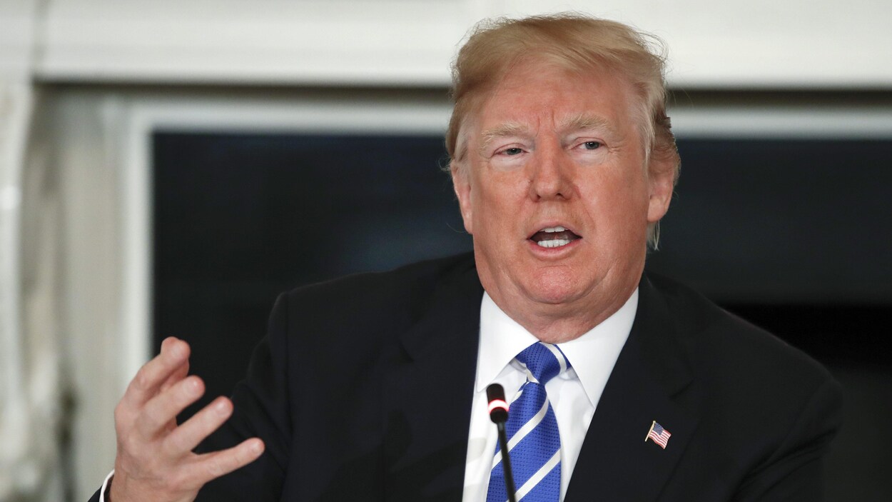 Donald Trump gesticule en parlant. Donald Trump gesticule en parlant.