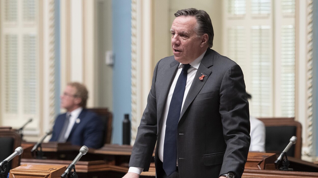 Quebec Premier Francois Legault responds to the Opposition during question period Wednesday, June 3, 2020 at the legislature in Quebec City. THE CANADIAN PRESS/Jacques Boissinot
