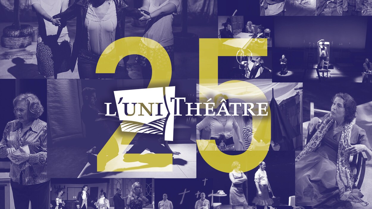Le logo de L'UniThéâtre surimposé sur le chiffre 25