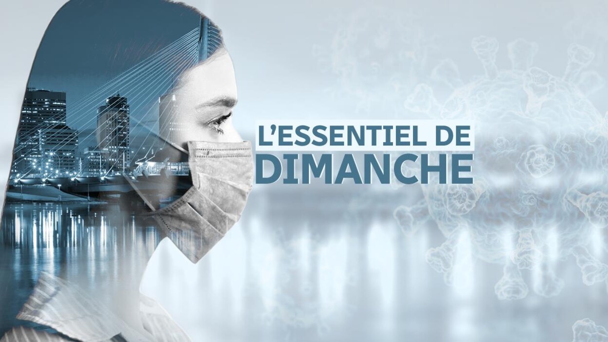 Une image concept sur le thème du coronavirus montre une jeune femme de profil. Elle porte un masque et dans sa tête se profile une vue du centre-ville de Winnipeg.