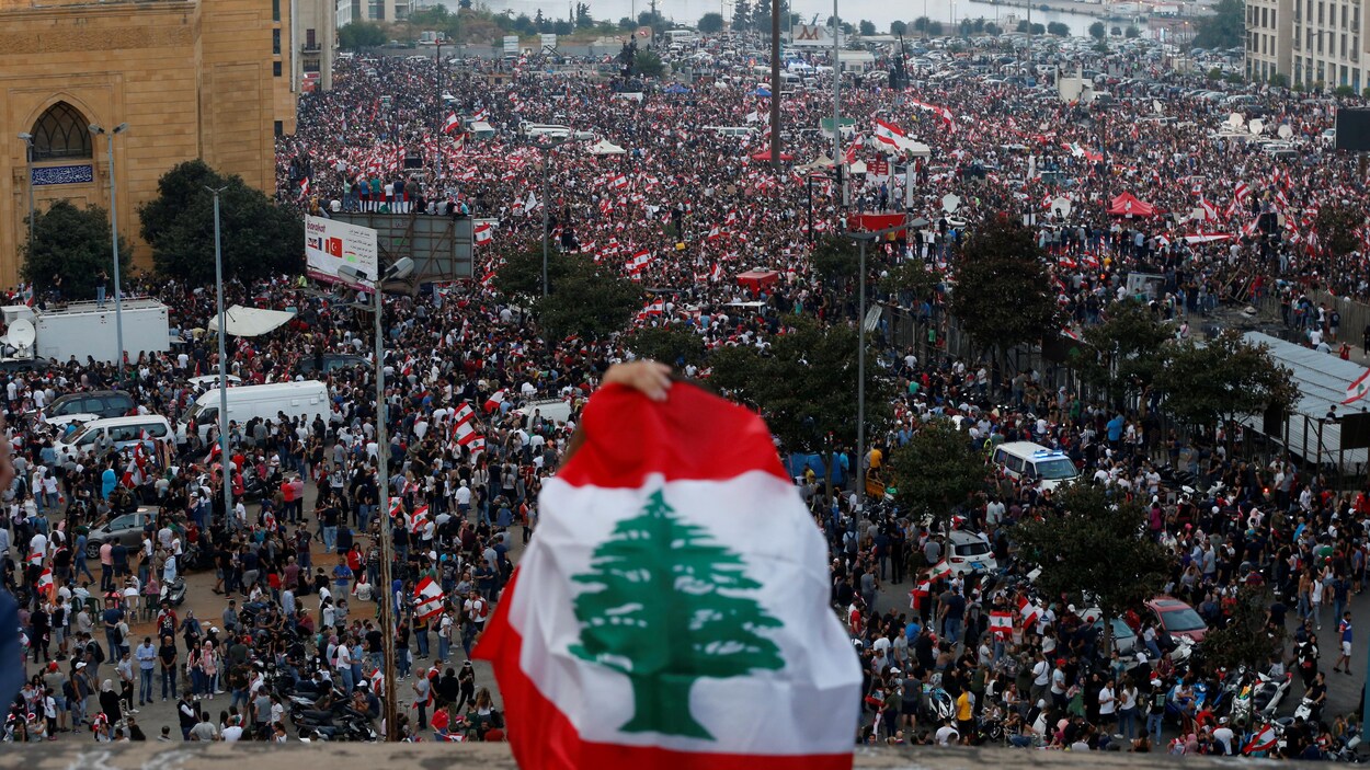 Vue générale d'une manifestation à Beyrouth