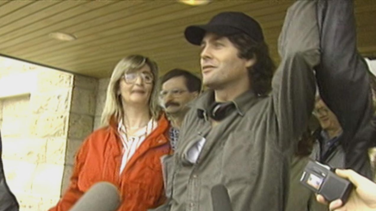 David Milgaard le jour de sa libération, le 16 avril 1992