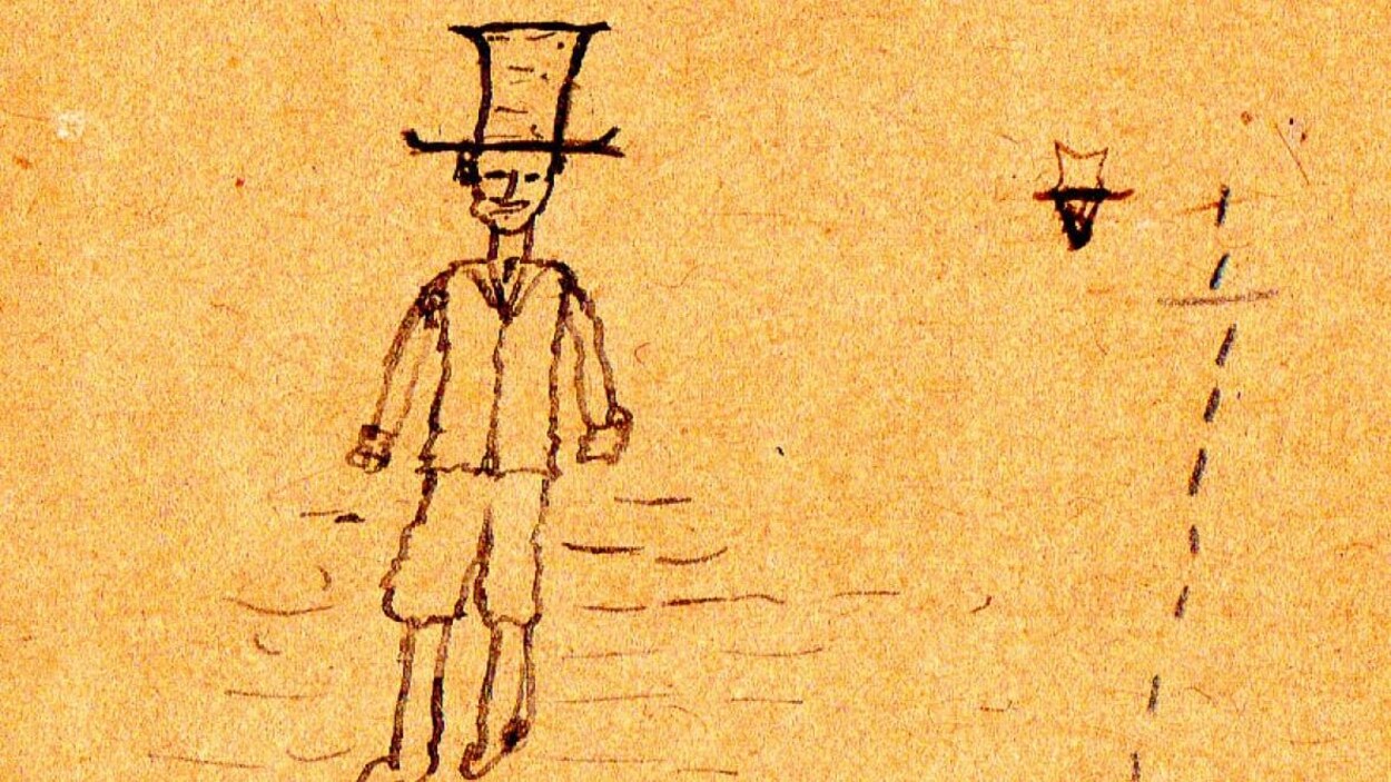 Dessin dans les pages du livre Kidnapped.