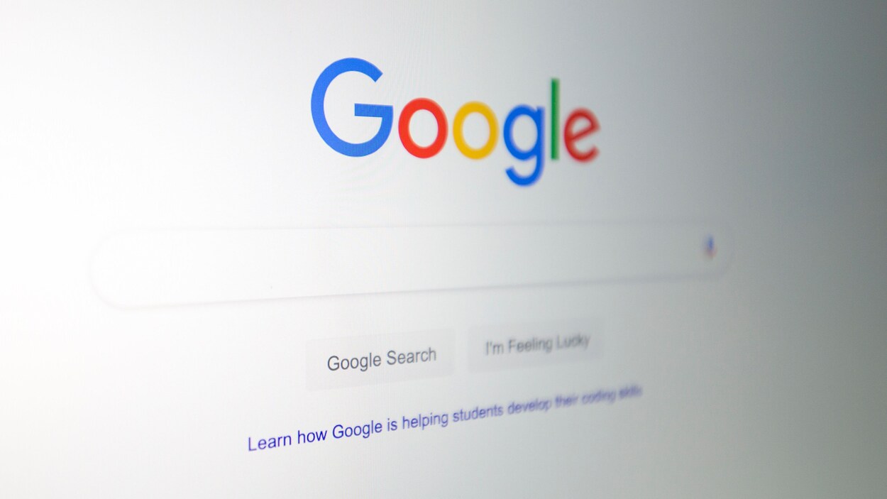 Le moteur de recherche Google sur un écran d'ordinateur.