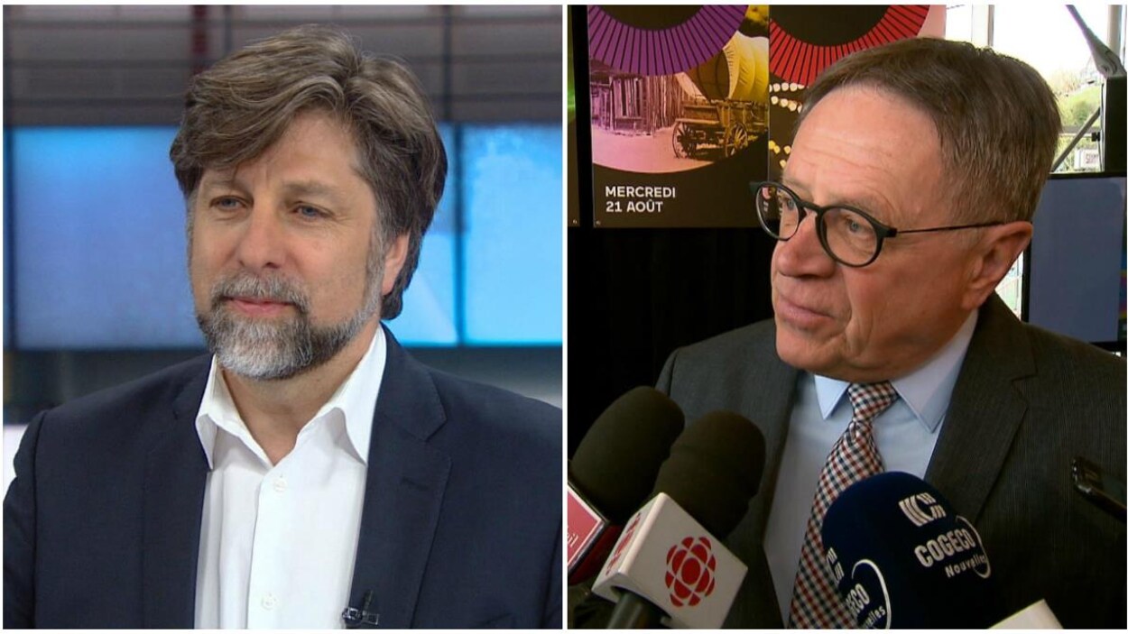 Le chroniqueur Luc Ferrandez (à gauche) et le maire de Lévis, Gilles Lehouillier (à droite).