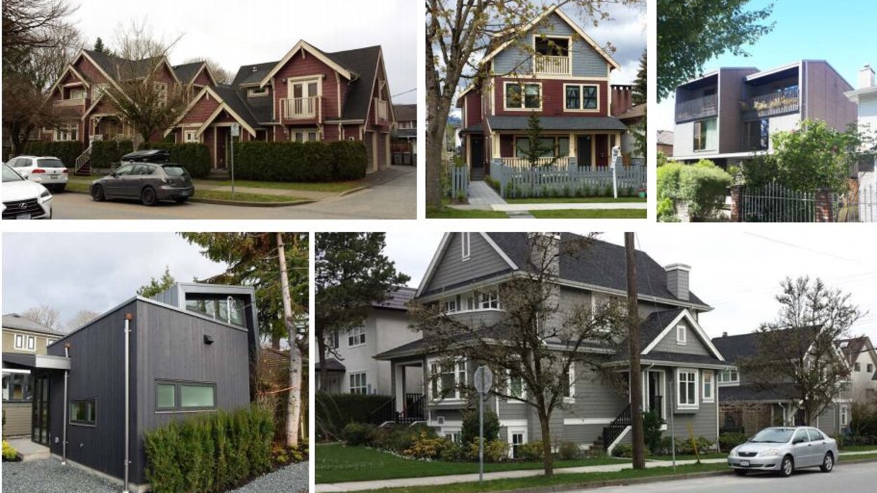 On voit plusieurs models de maisons jumelées.