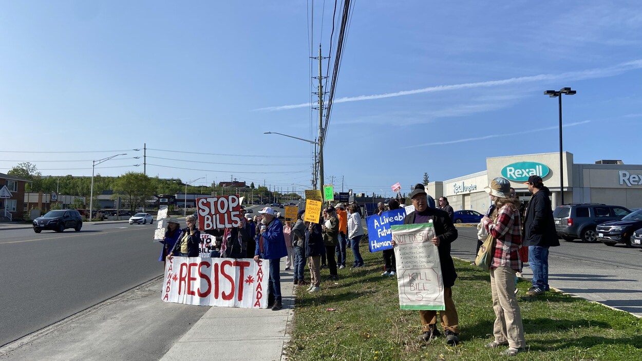 Manifestations contre le projet de loi 5 à Sudbury | Radio-Canada