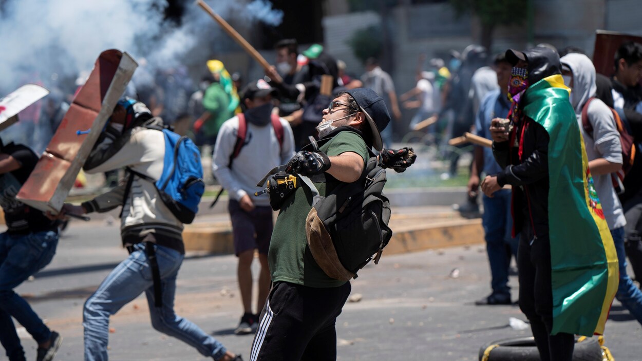 Des manifestants en Bolivie.