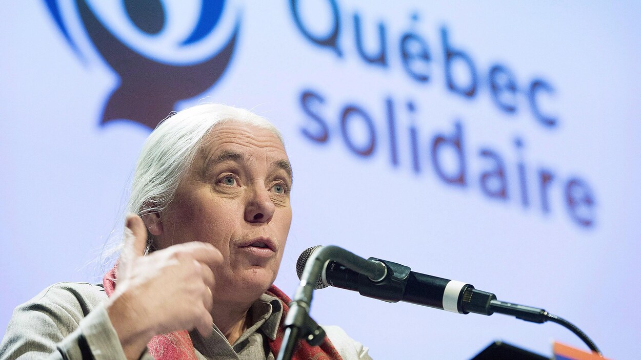 La co-porte-parole de Québec solidaire Manon Massé lors de la réunion du Conseil national du parti à Montréal, le dimanche 9 décembre 2018.