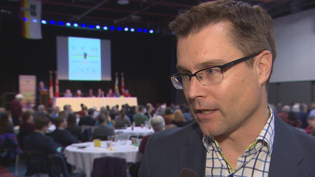 Marc Marion, président de Presse-Ouest ltée, à l'assemblée générale annuelle de la SFM.