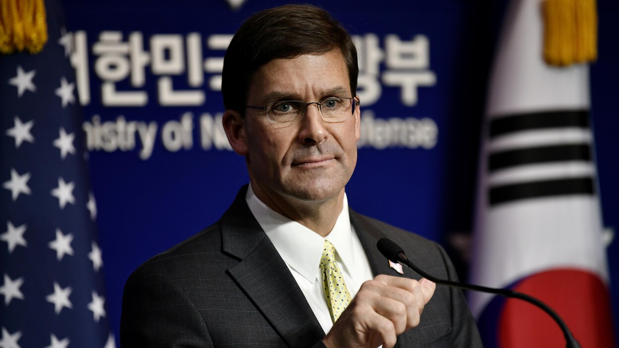 Mark Esper, secrétaire américain à la Défense lors d’un point de presse