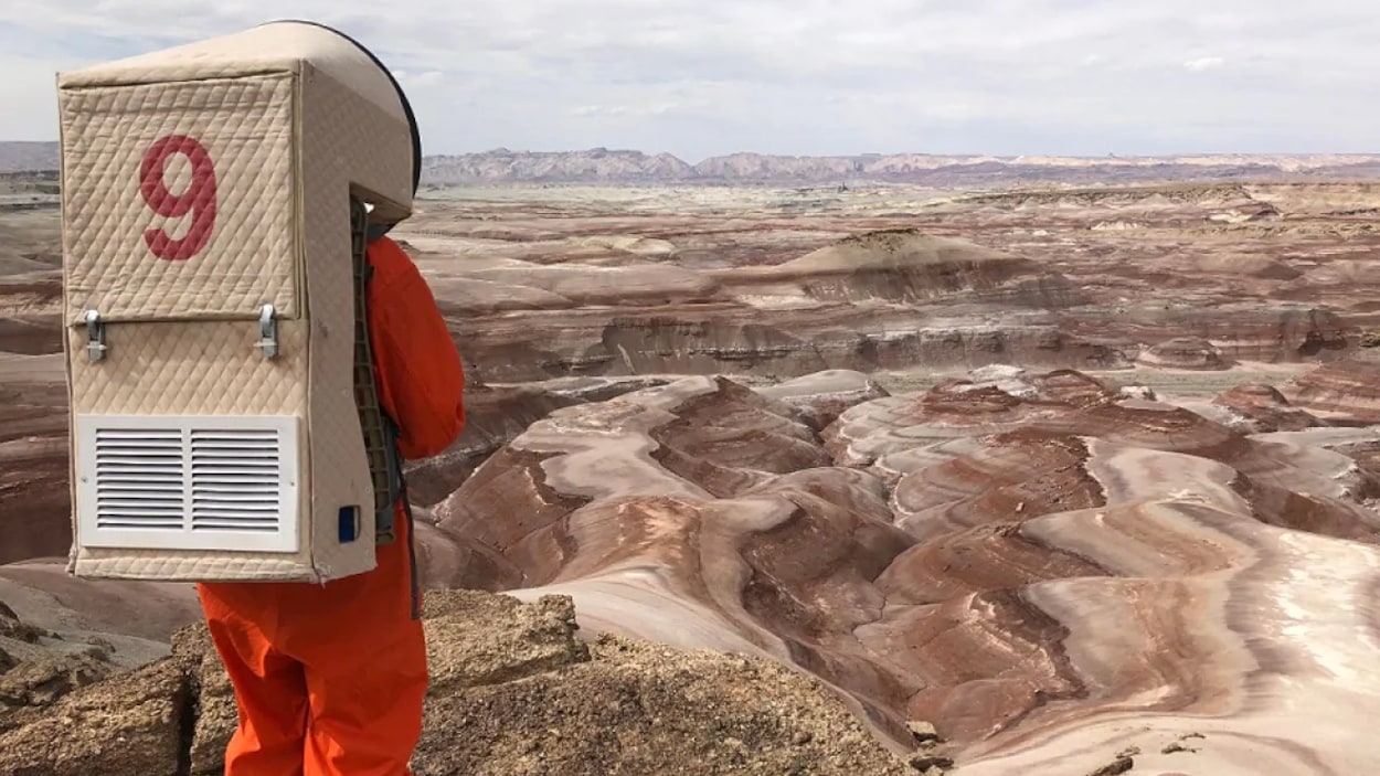 Vue d'un participant à une simulation dans le désert de l'Utah.