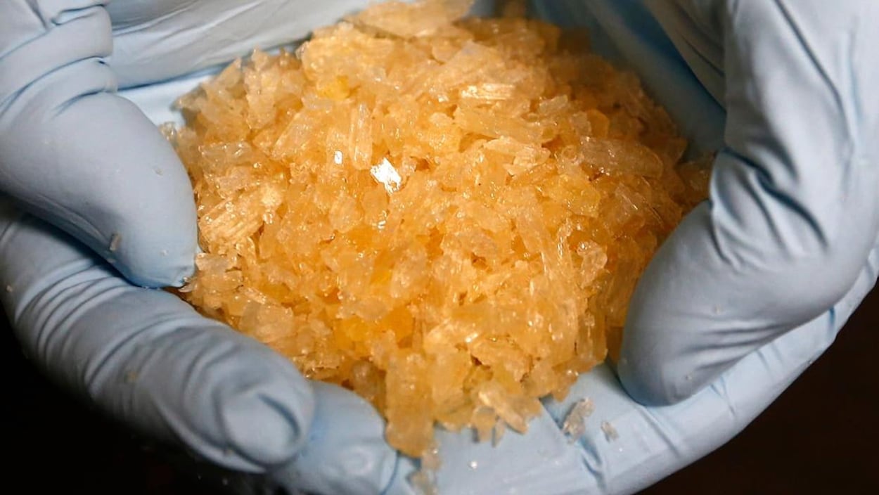 Méthamphétamine en cristaux.