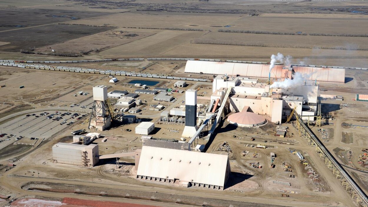 Vue aérienne de la mine de Vanscoy.