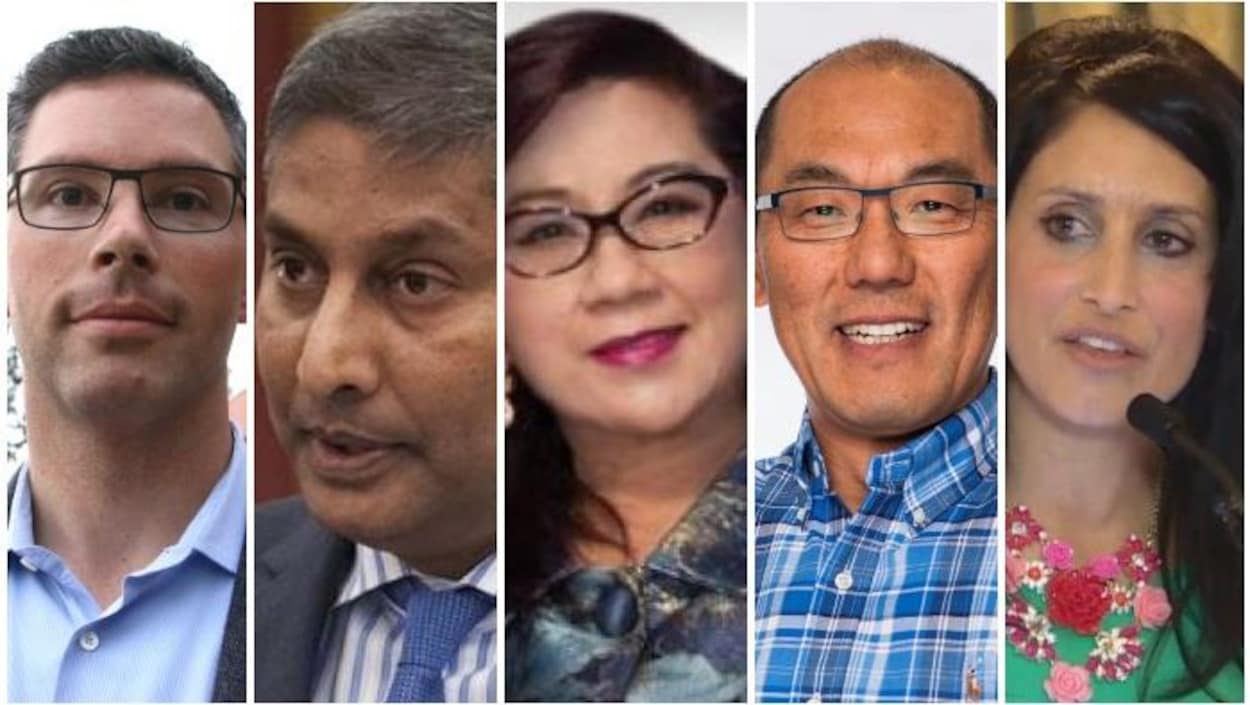 Les cinq candidats côte à côte en images distinctes.