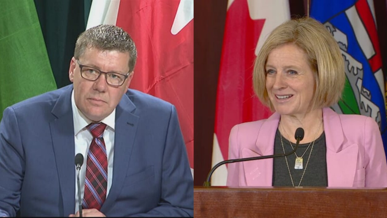Montage de Rachel Notley et Scott Moe.