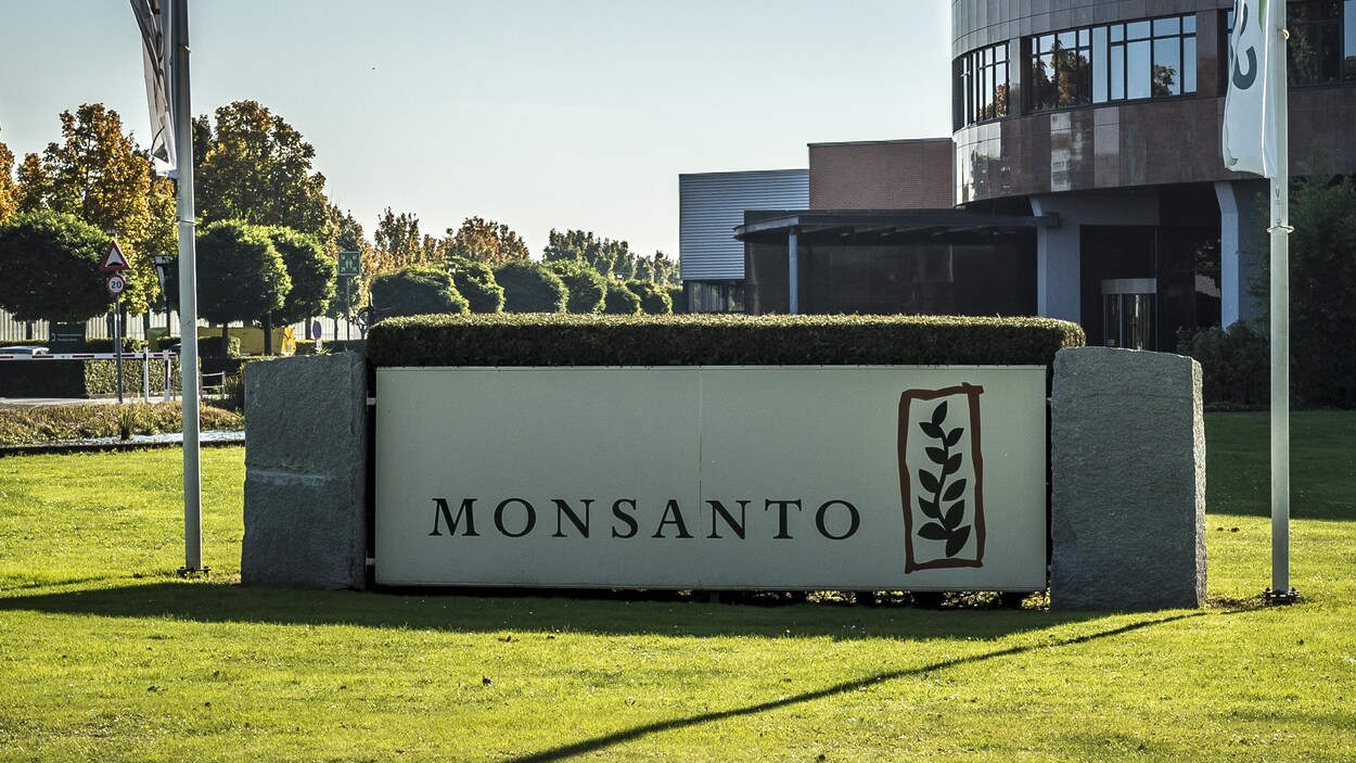 Le logo de Monsanto devant les bureaux de l'entreprise