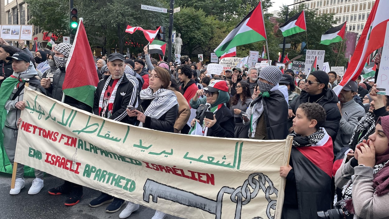 Des centaines de manifestants en appui aux Palestiniens à Montréal |  Proche-Orient, l'éternel conflit | Radio-Canada