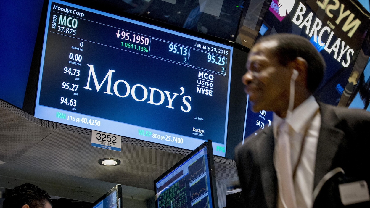 Un écran montrant le nom de l'agence Moody's, ainsi que des informations sur les transactions.