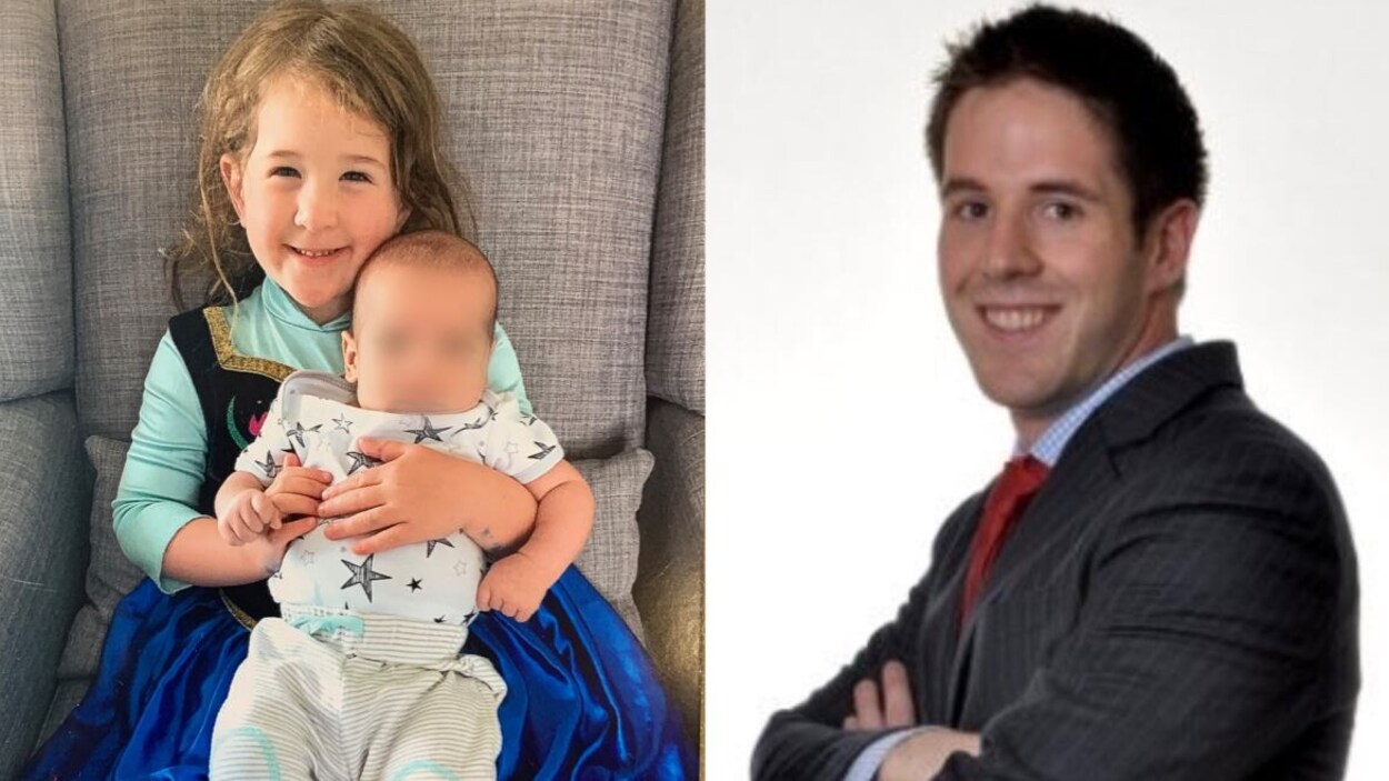 Photo en mosaïque de la fillette et de son père.