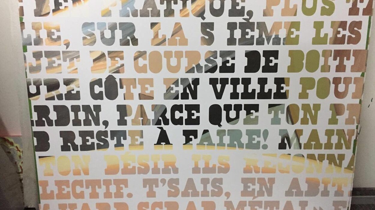 Un des panneaux qui constituera la murale Un des panneaux qui constituera la murale