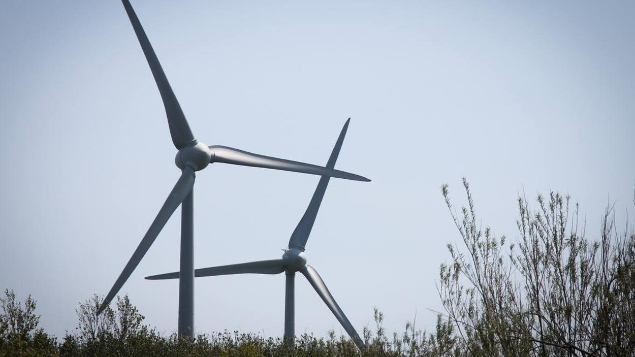 Deux éoliennes.