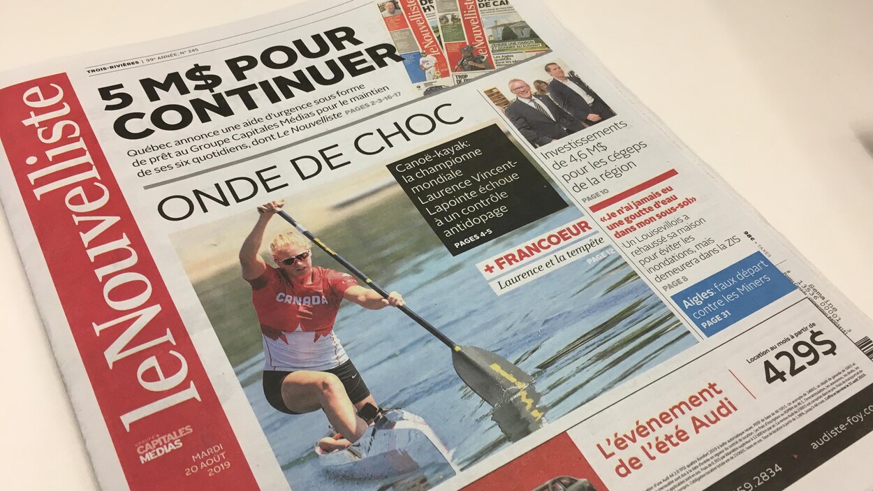 Un journal avec pour titre «5 millions pour continuer»