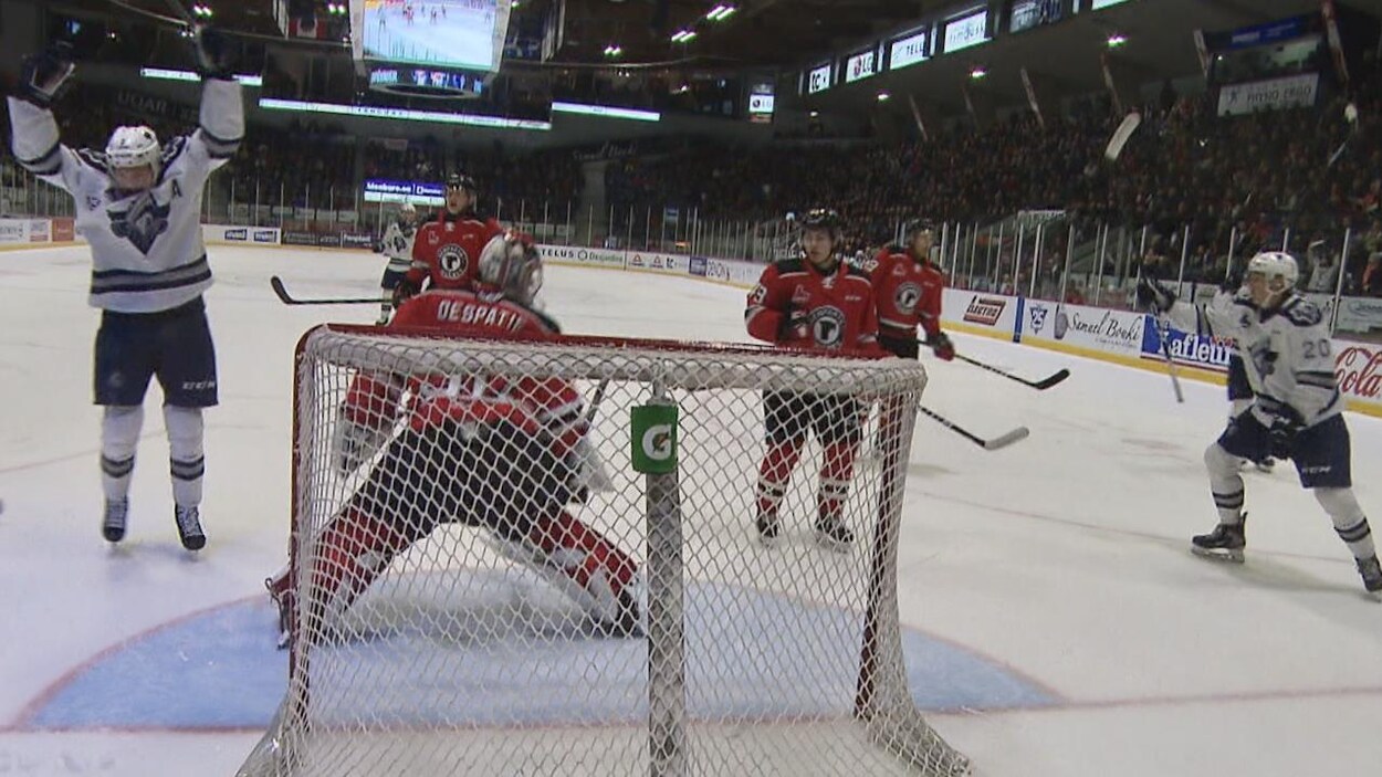 Des joueurs sur la glace.