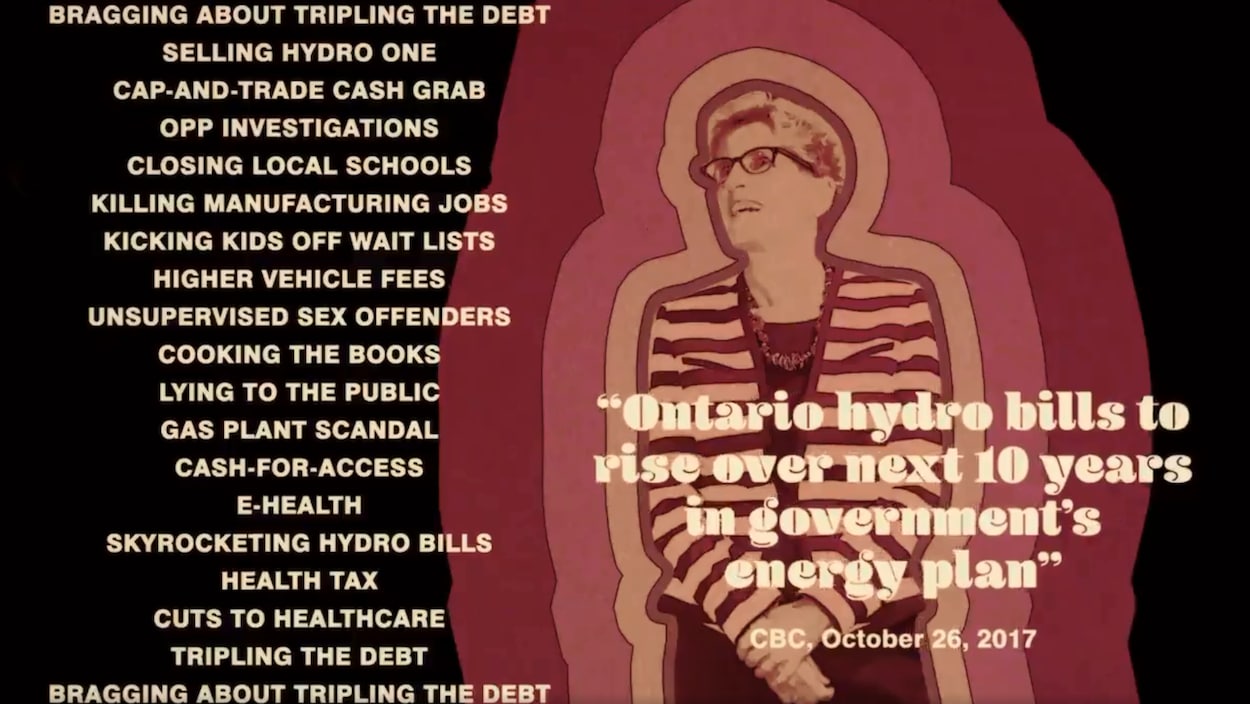 Une liste des ''erreurs'' du parti libéral avec une photo de wynne Une liste des ''erreurs'' du parti libéral avec une photo de wynne