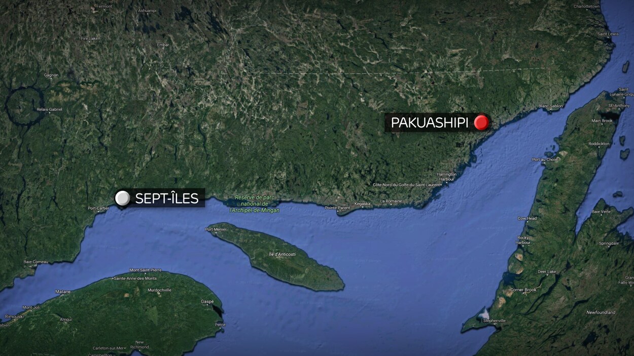 Localisation de la communauté innue de Pakua Shipu, en Basse-Côte-Nord.