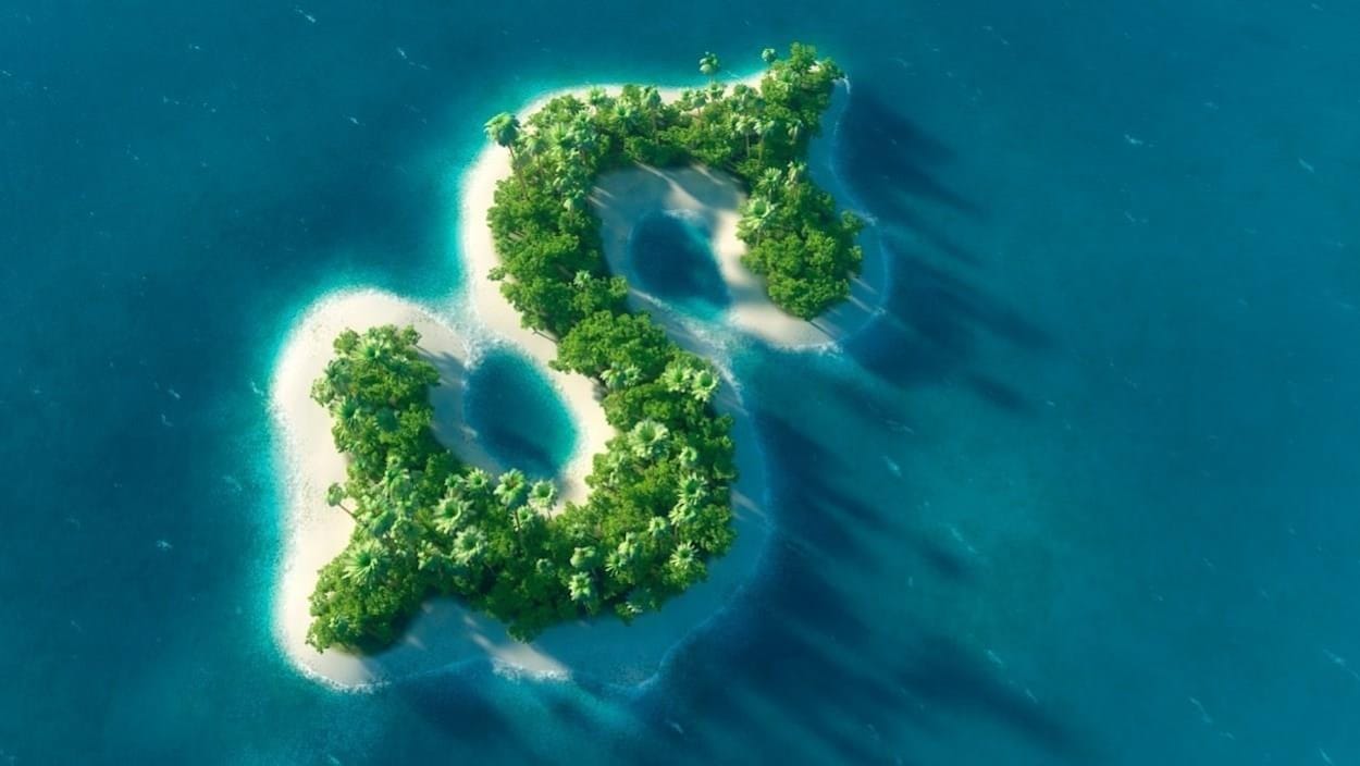 Une île en forme de signe de dollar