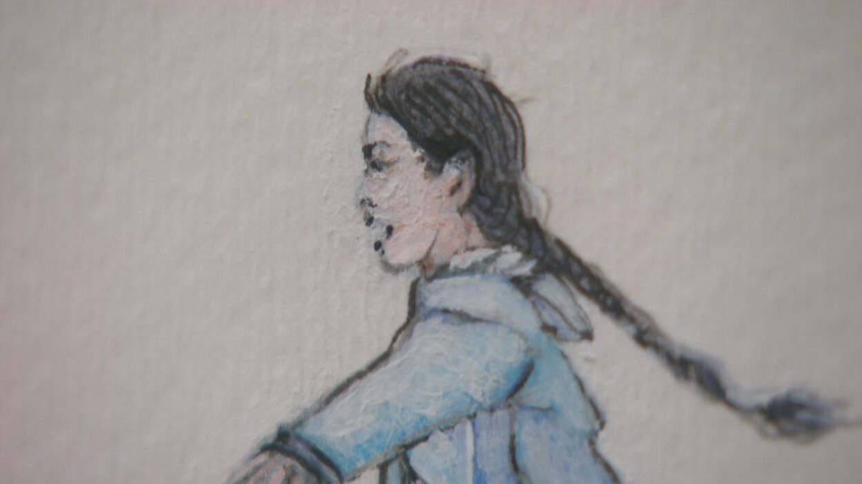 Dessin représentant une jeune fille en train de courir.