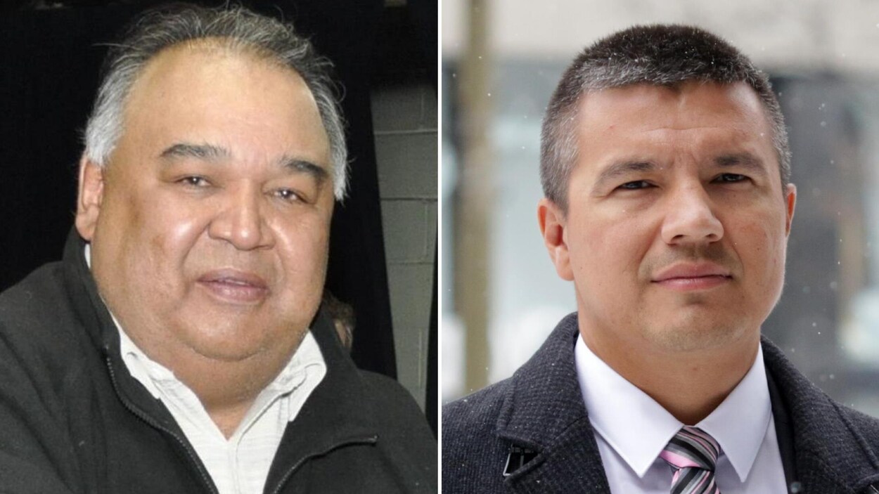 Paul-Émile Ottawa, chef de Manawan, et Constant Awashish, grand chef du Conseil de la Nation Atikamekw.