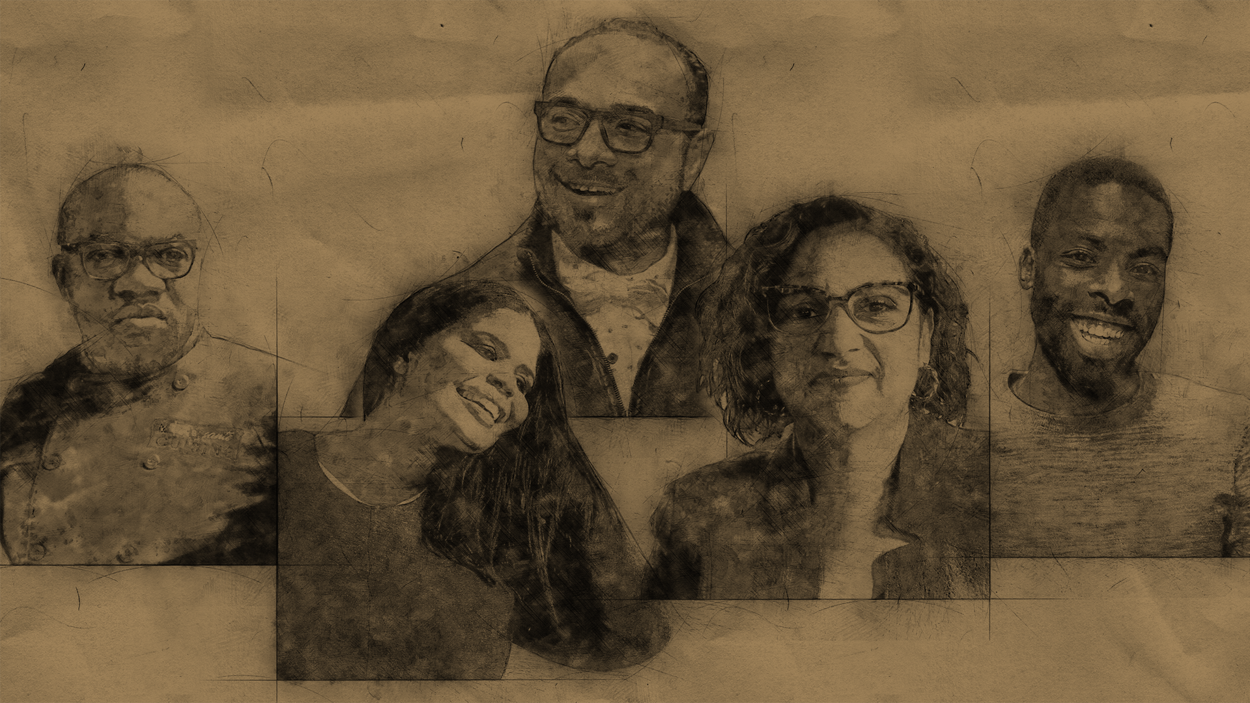 Illustration de 5 personnalités noires franco-ontariennes.