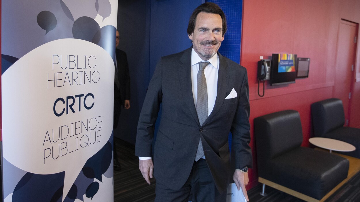Pierre Karl Péladeau lors de sa comparution devant le CRTC.