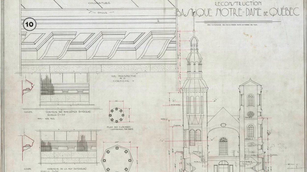 Plan architectural de la basilique-cathédrale Notre-Dame de Québec