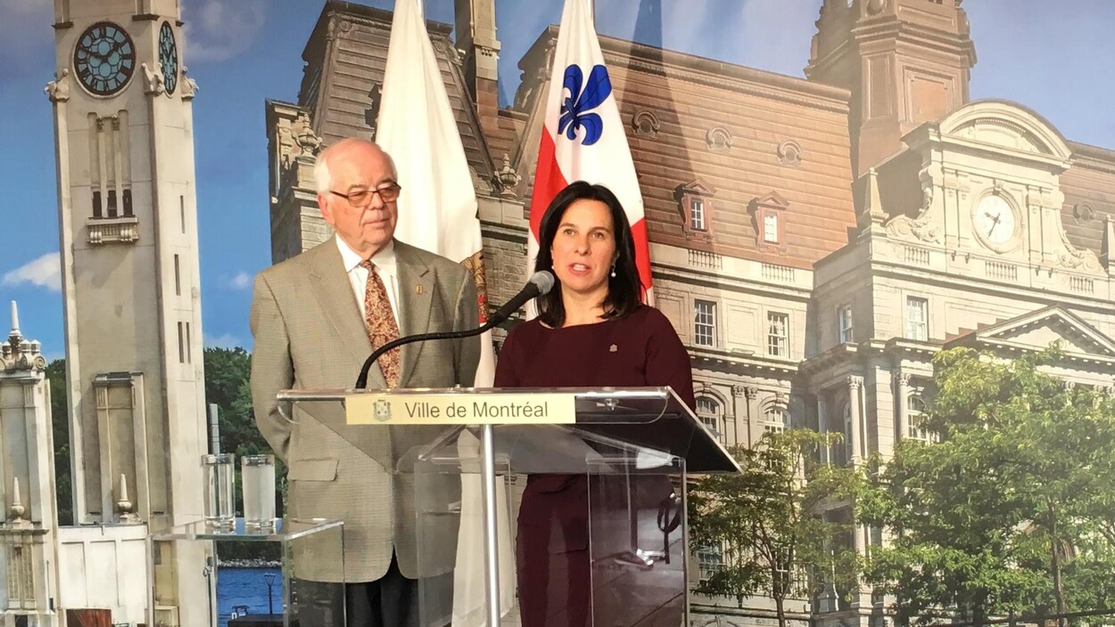 La mairesse de Montréal, Valérie Plante, et le maire de Beaconsfield, Georges Bourelle.