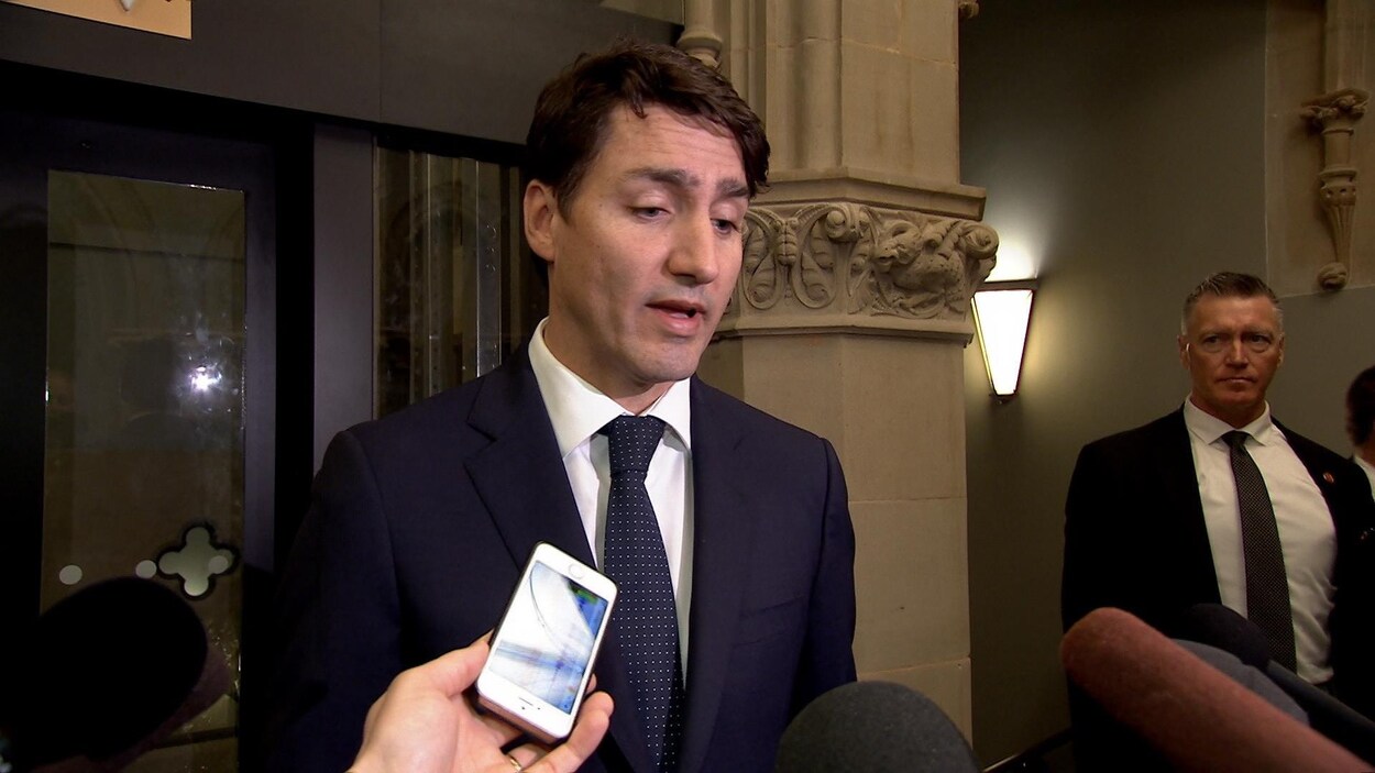Justin Trudeau en mêlée de presse