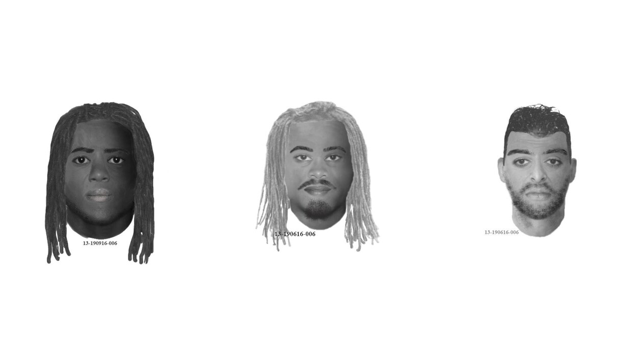 Montage des trois portraits robots des suspects recherchés par le SPVM.