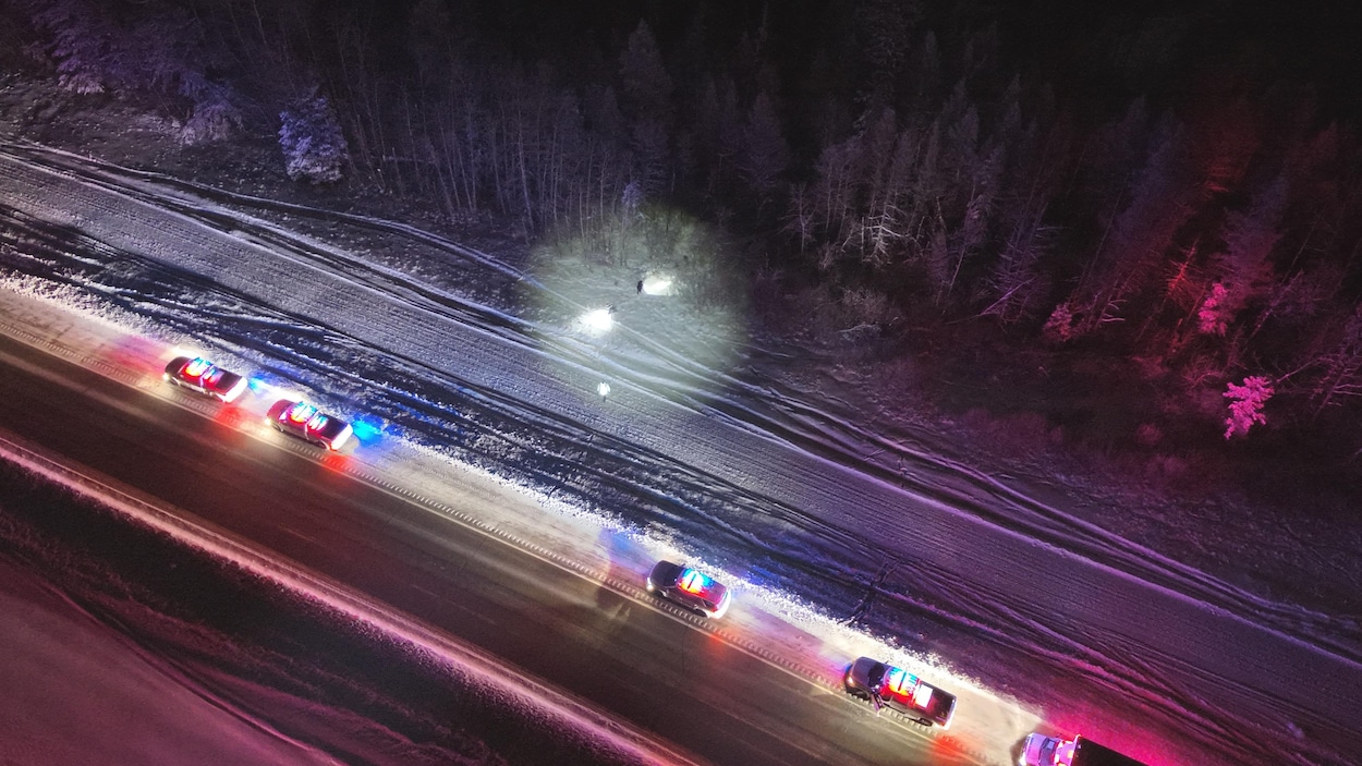 Deux personnes pourchassées en pleine nuit dans une forêt par un homme armé