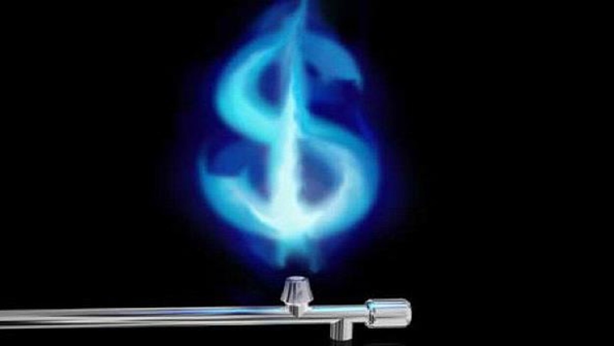 Un signe de dollar sortant d'un tuyau de gaz naturel.