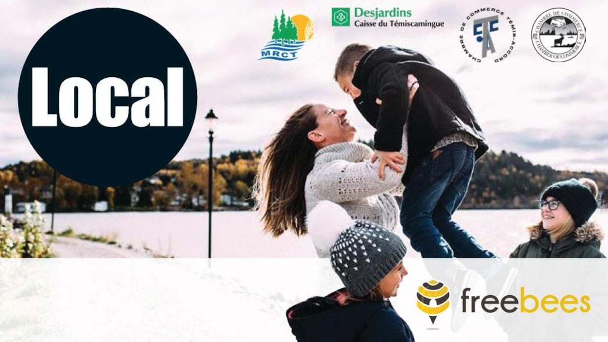 Un montage photo fait la promotion du programme Freebees au Témiscamingue.